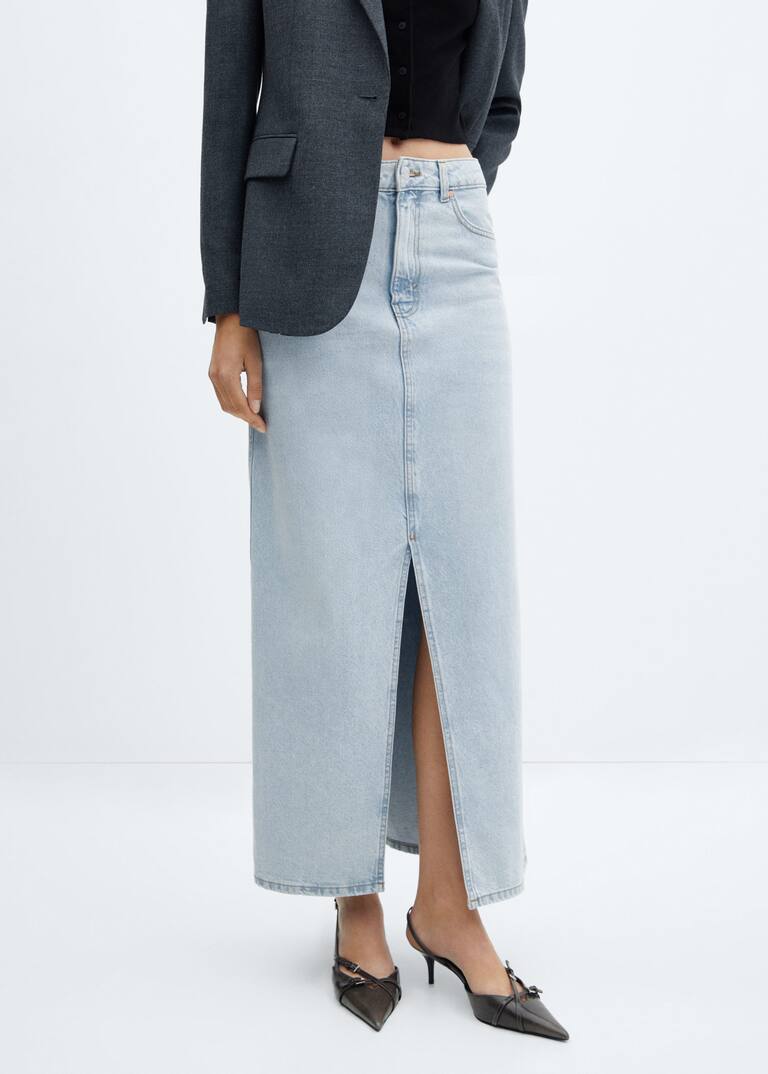 Slit denim skirt Women Mango USA
