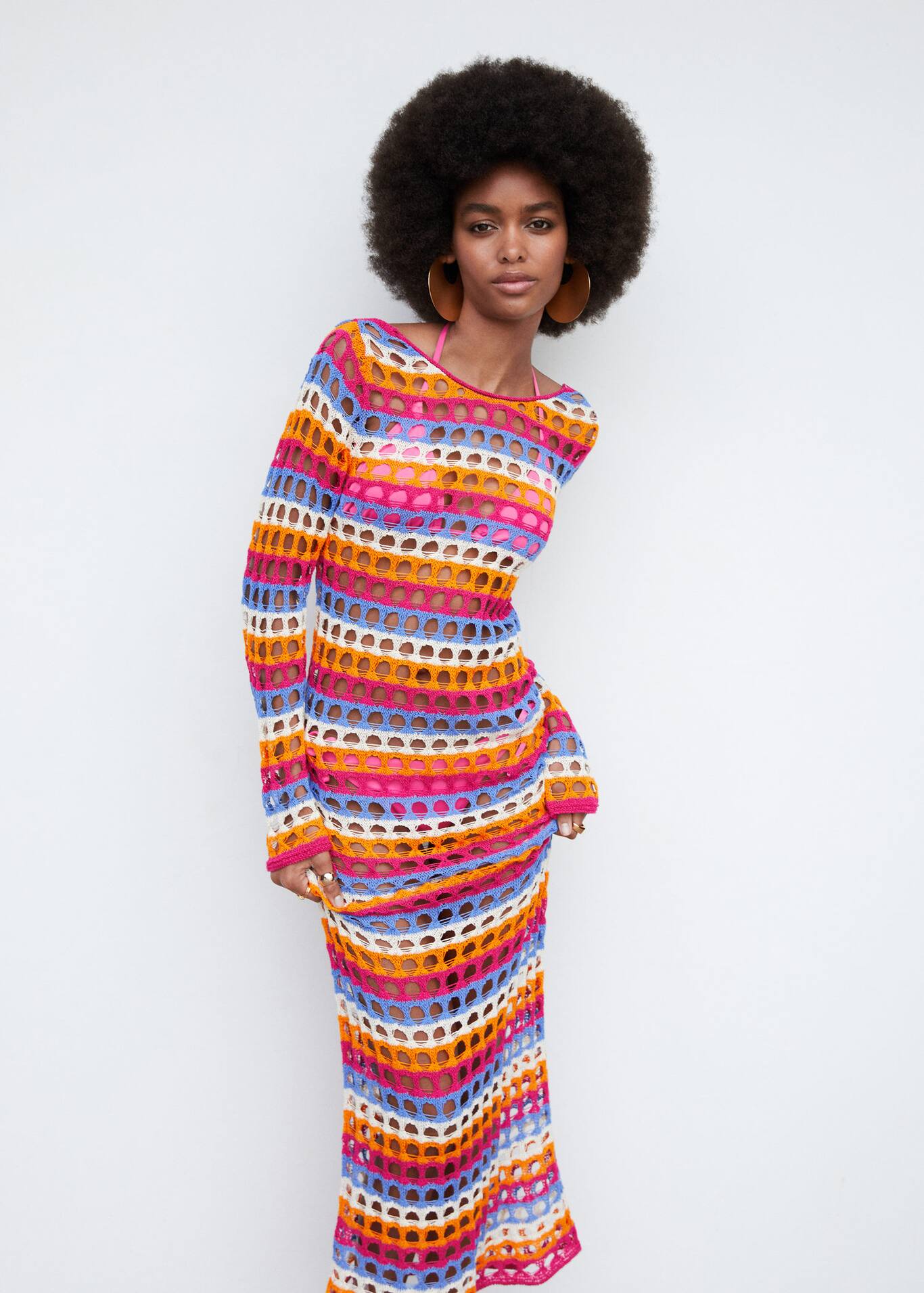 Multicolored crochet dress Women Mango USA