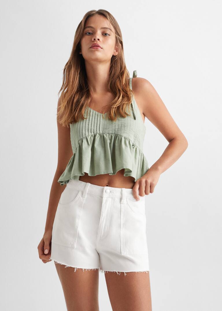 Mediumwaist denim shorts Teenage girl Mango Teen United Kingdom