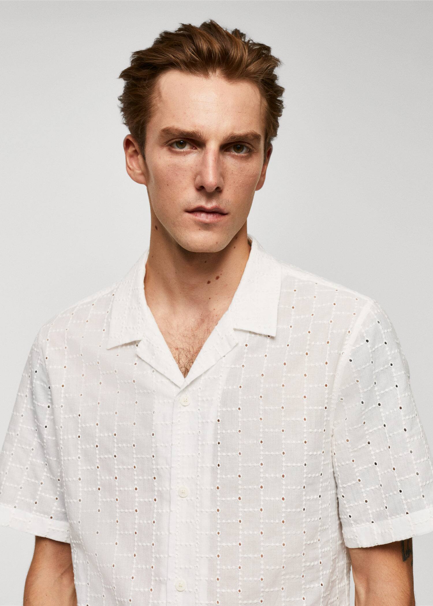 Shirt with embroidered bowling collar Men Mango Man USA