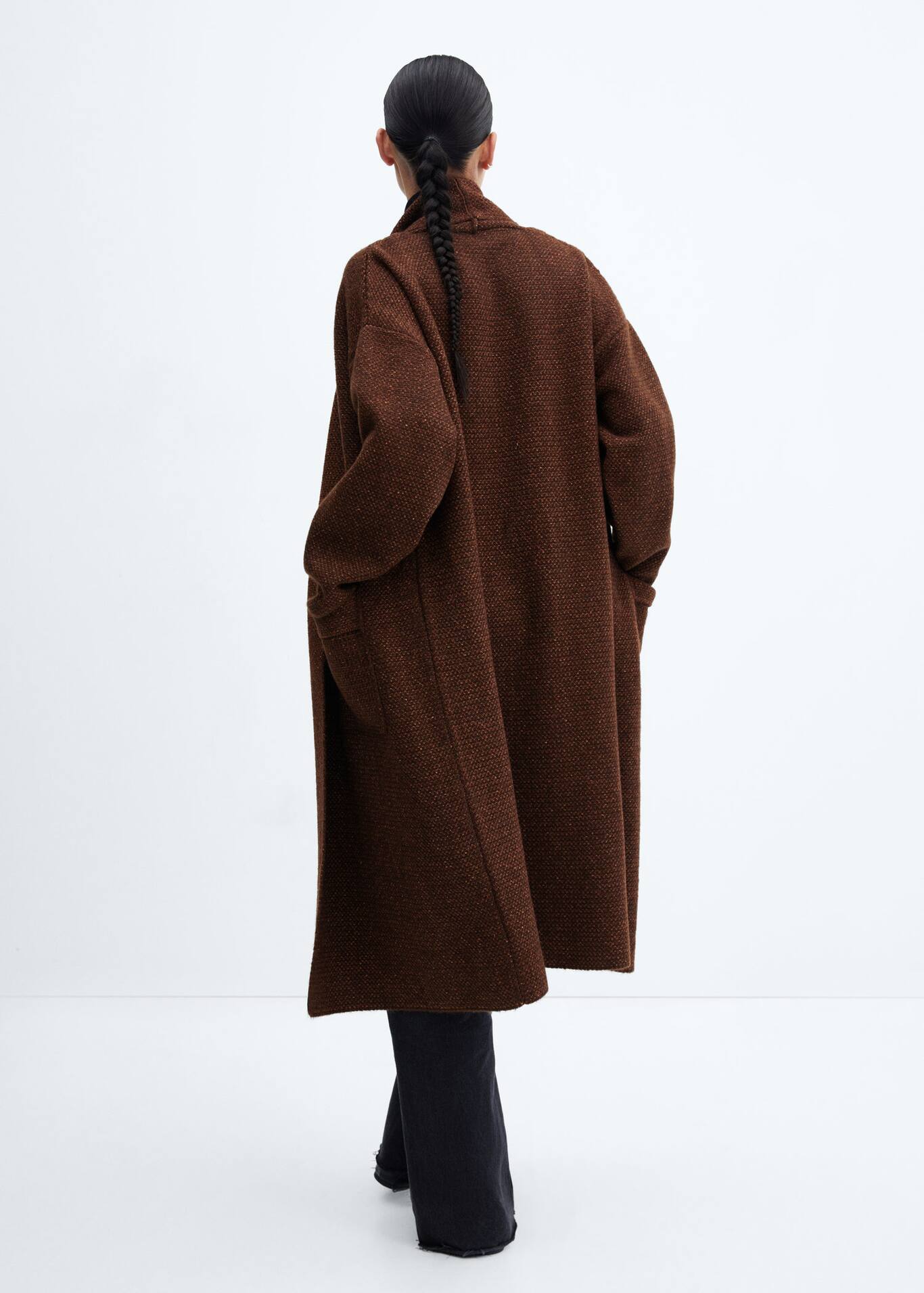 Oversized knitted coat with pockets Women Mango USA