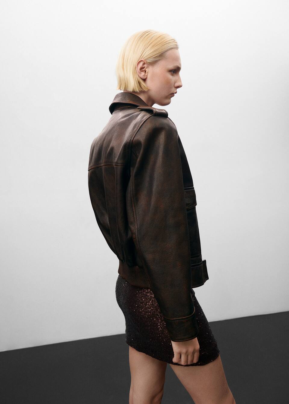 Pocket leather jacket Women Mango USA