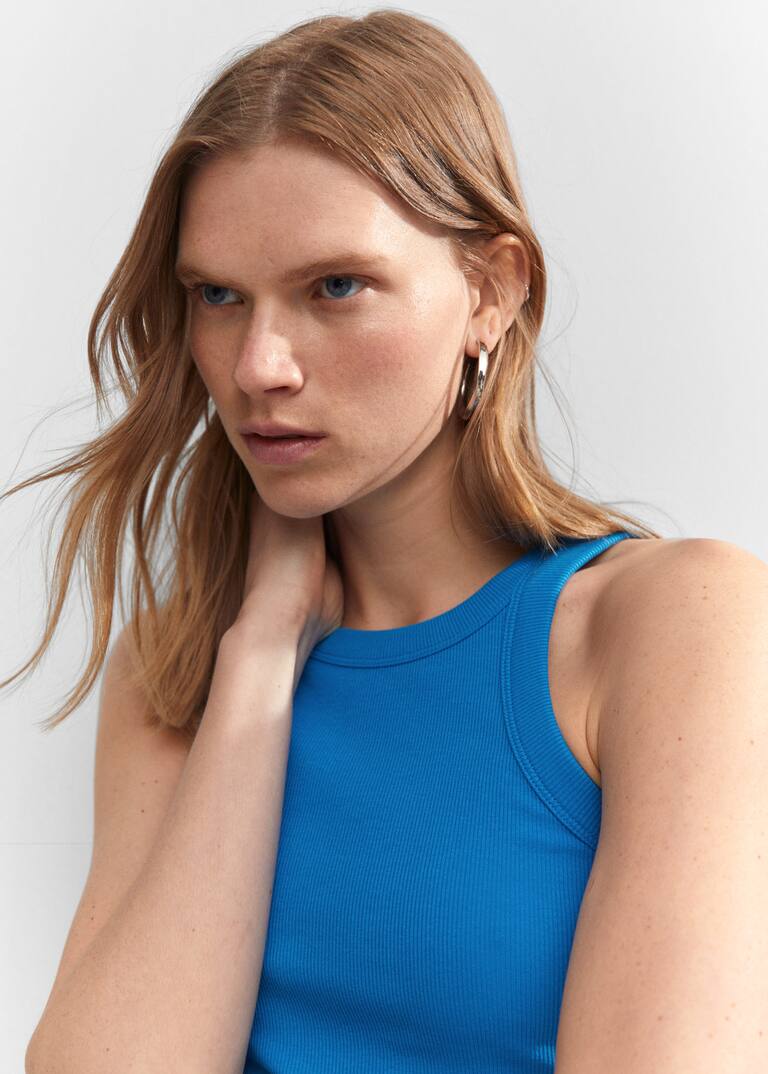 Ribbed cottonblend top Women Mango USA