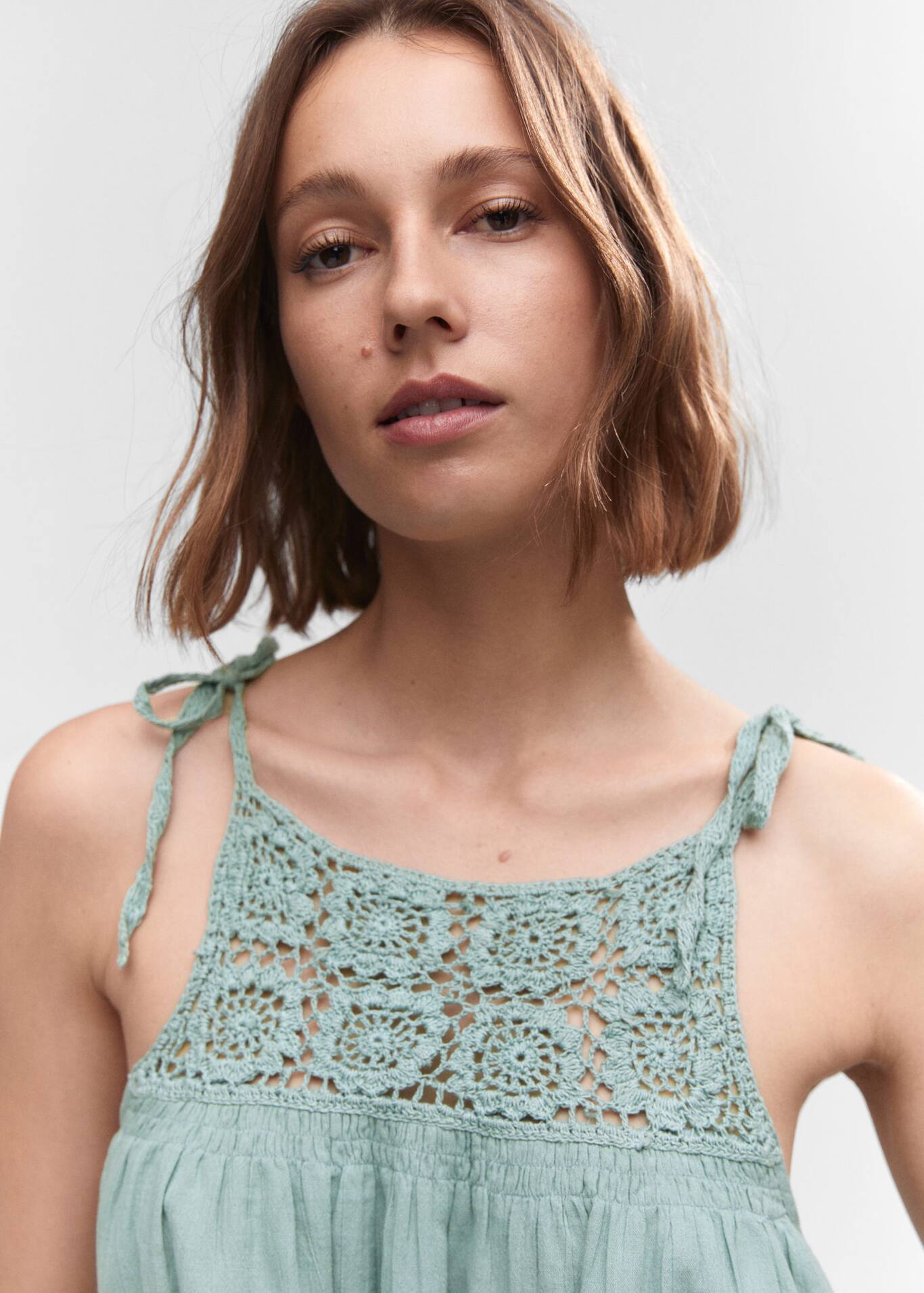 Crochet panel dress - Women | Mango USA