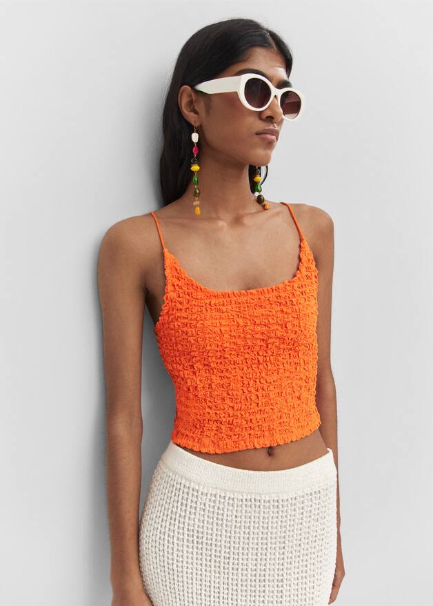 Textured crop top - Women | Mango USA
