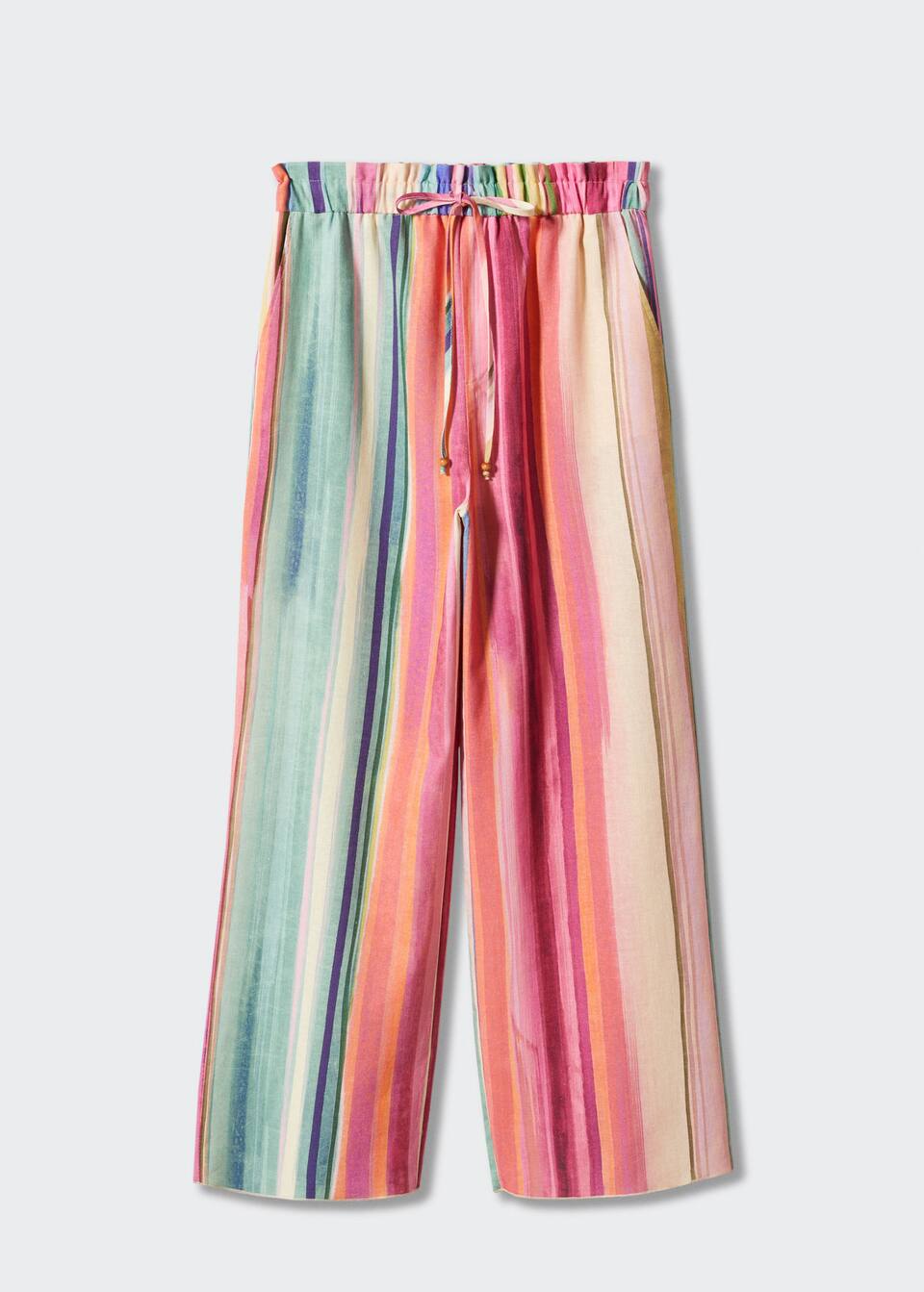 Multi colored Striped Linen Pants Women Mango USA multi-colored-striped-linen-pants-women-mango-usa