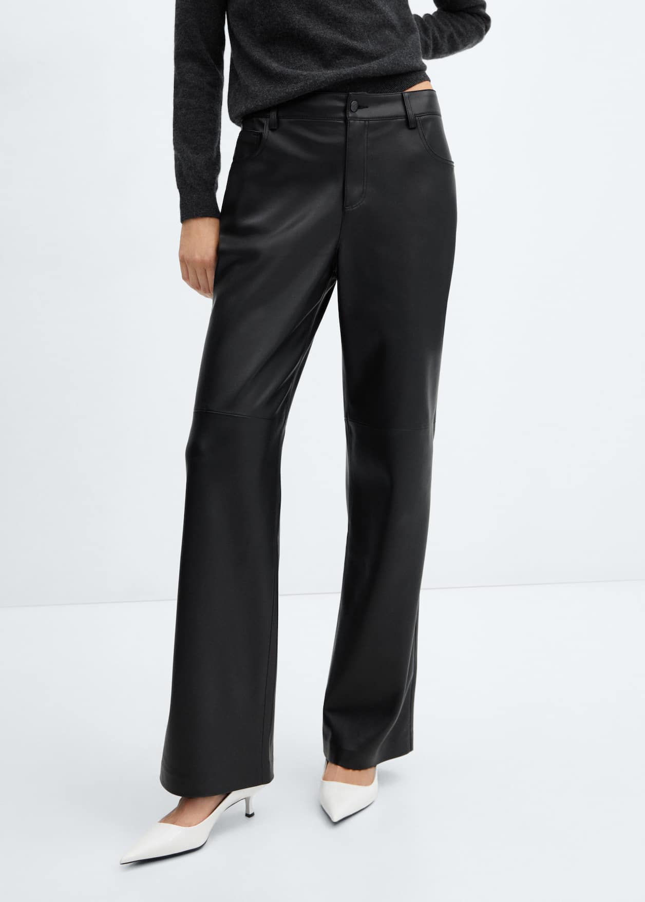 Leather effect high waist pant