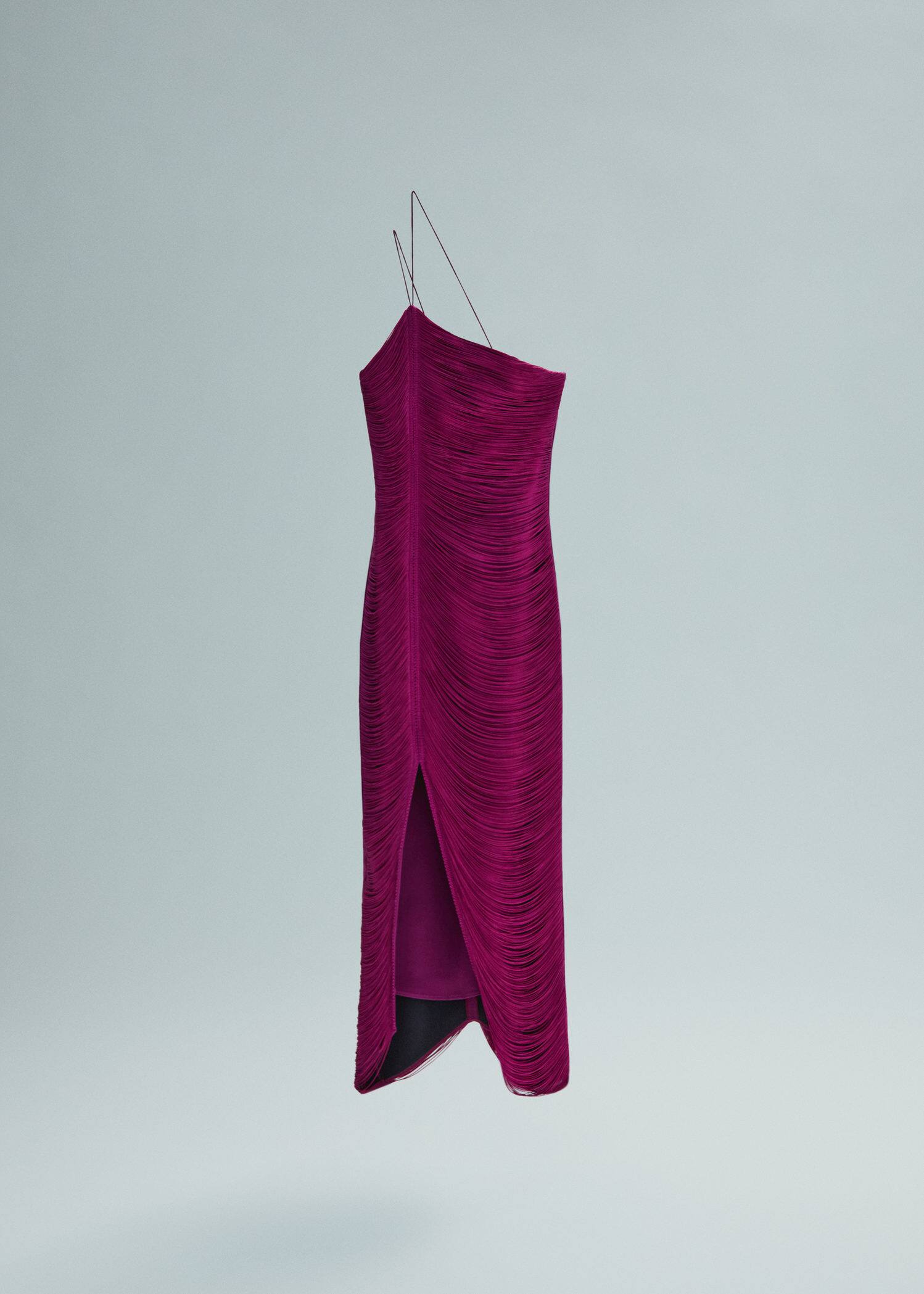 Asymmetrical fringed dress Women Mango USA