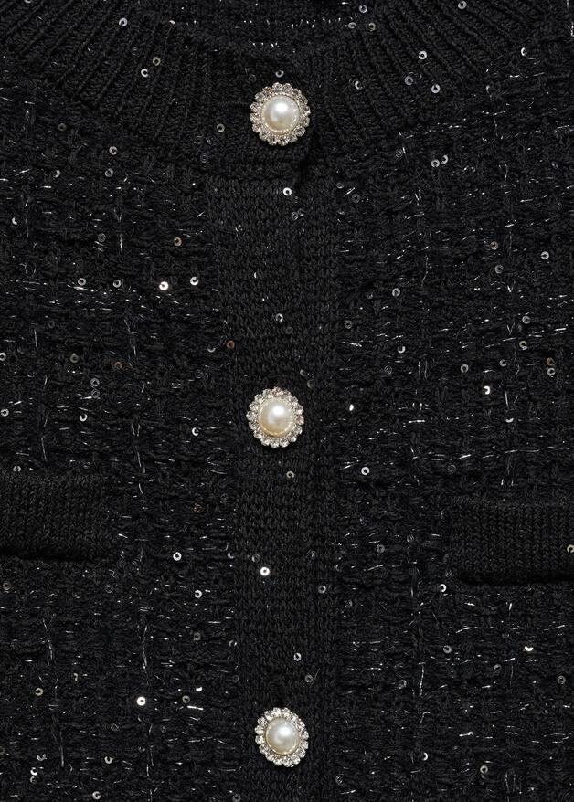 Tweed cardigan with jewel button Women Mango USA