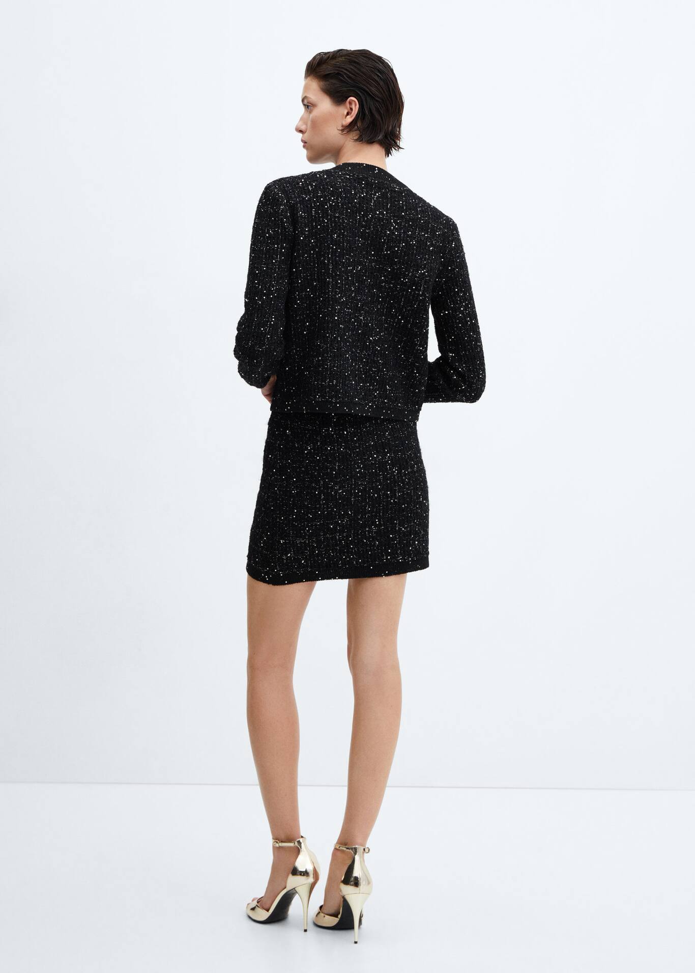 Tweed cardigan with jewel button Women Mango USA