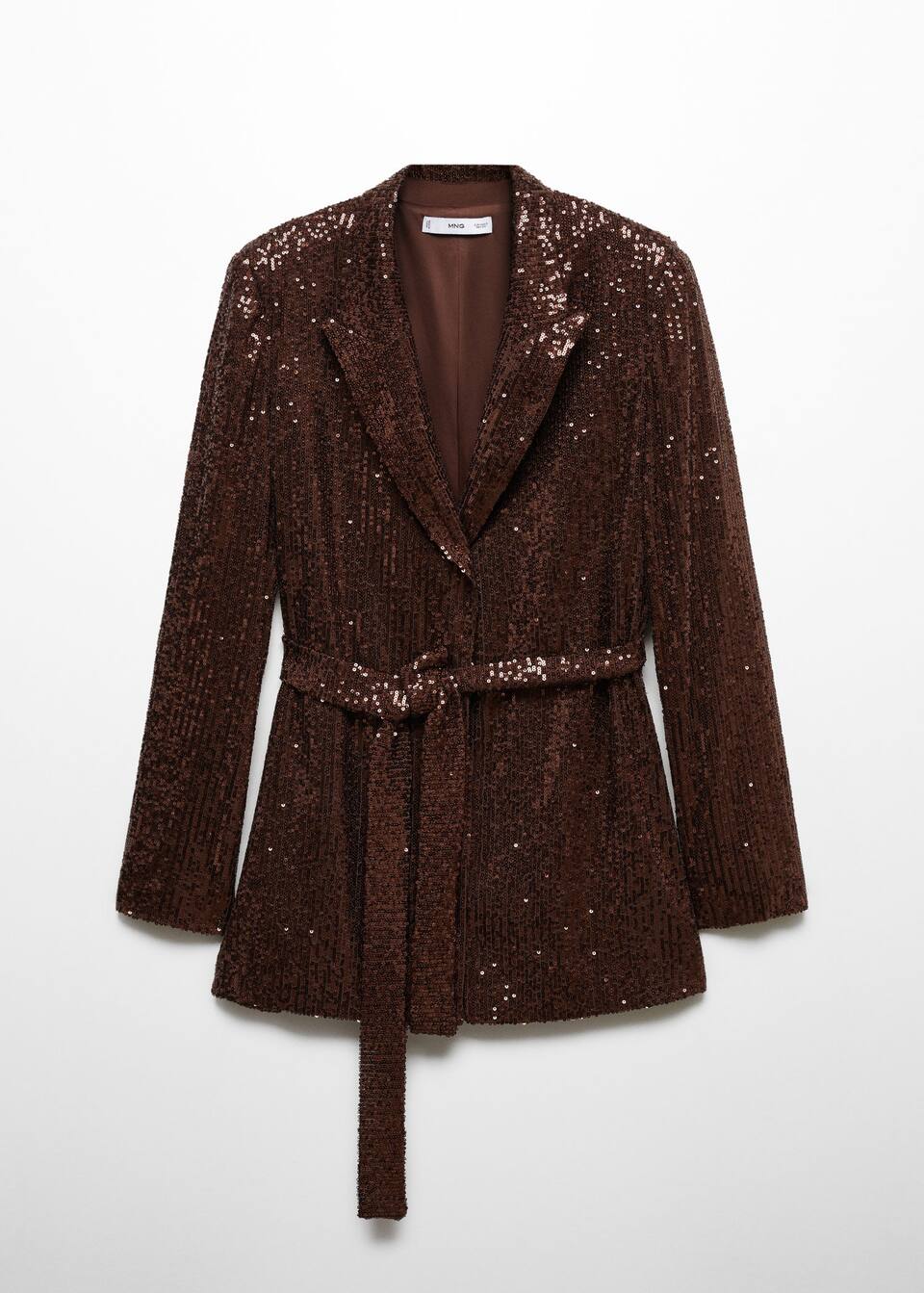 Sequin jacket with belt Woman Mango Indonesia