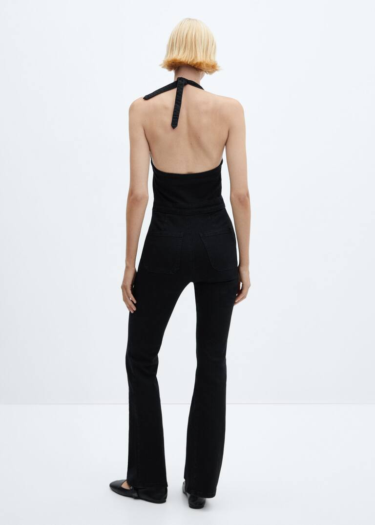 Denim halterneck jumpsuit Women Mango USA