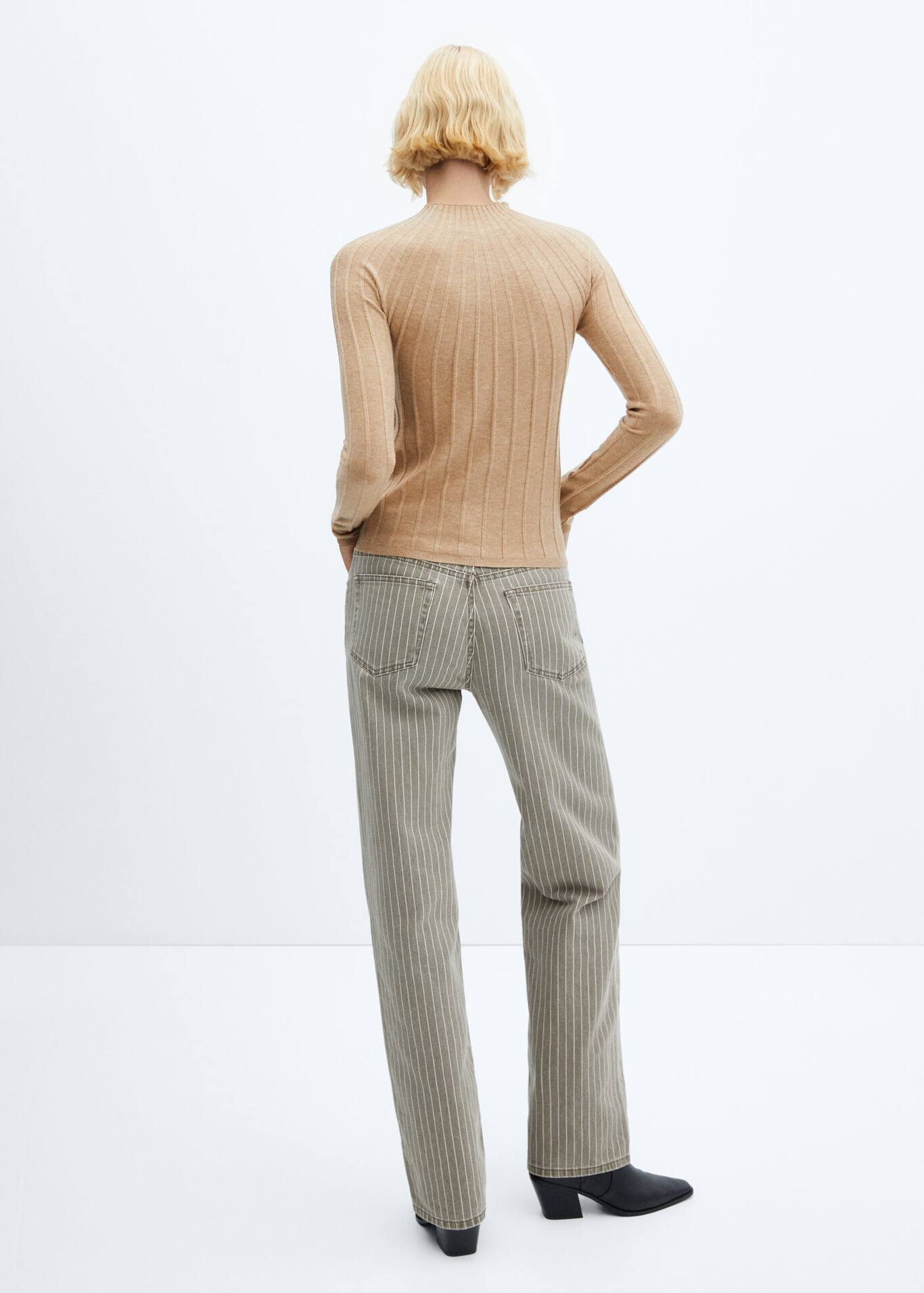High collar ribbed knit sweater Woman Mango Singapore