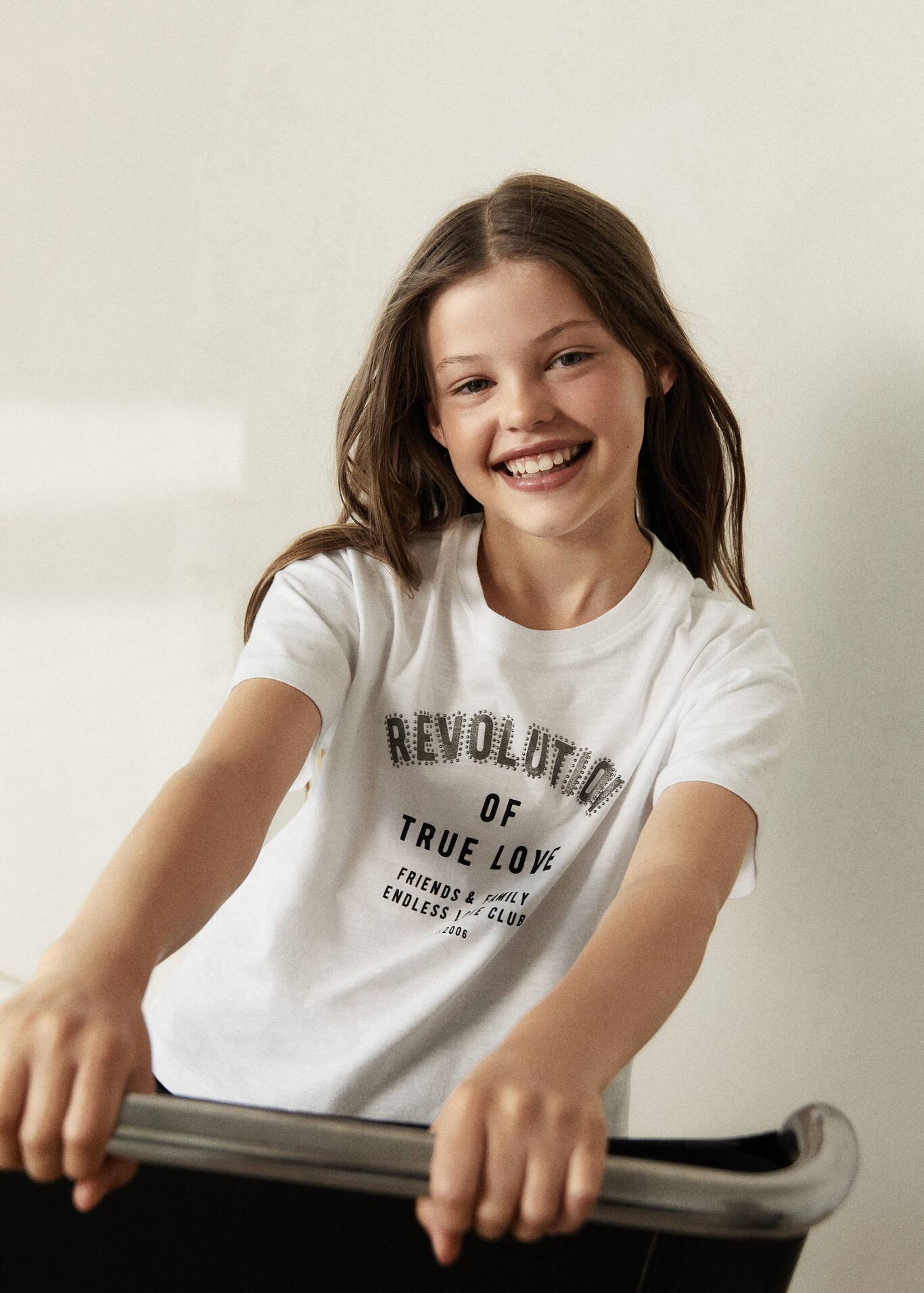 Message cotton t-shirt - Girls | MANGO OUTLET USA