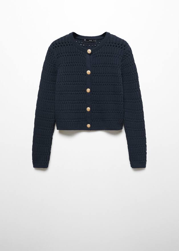 Knitted cardigan with jewel button Women Mango USA