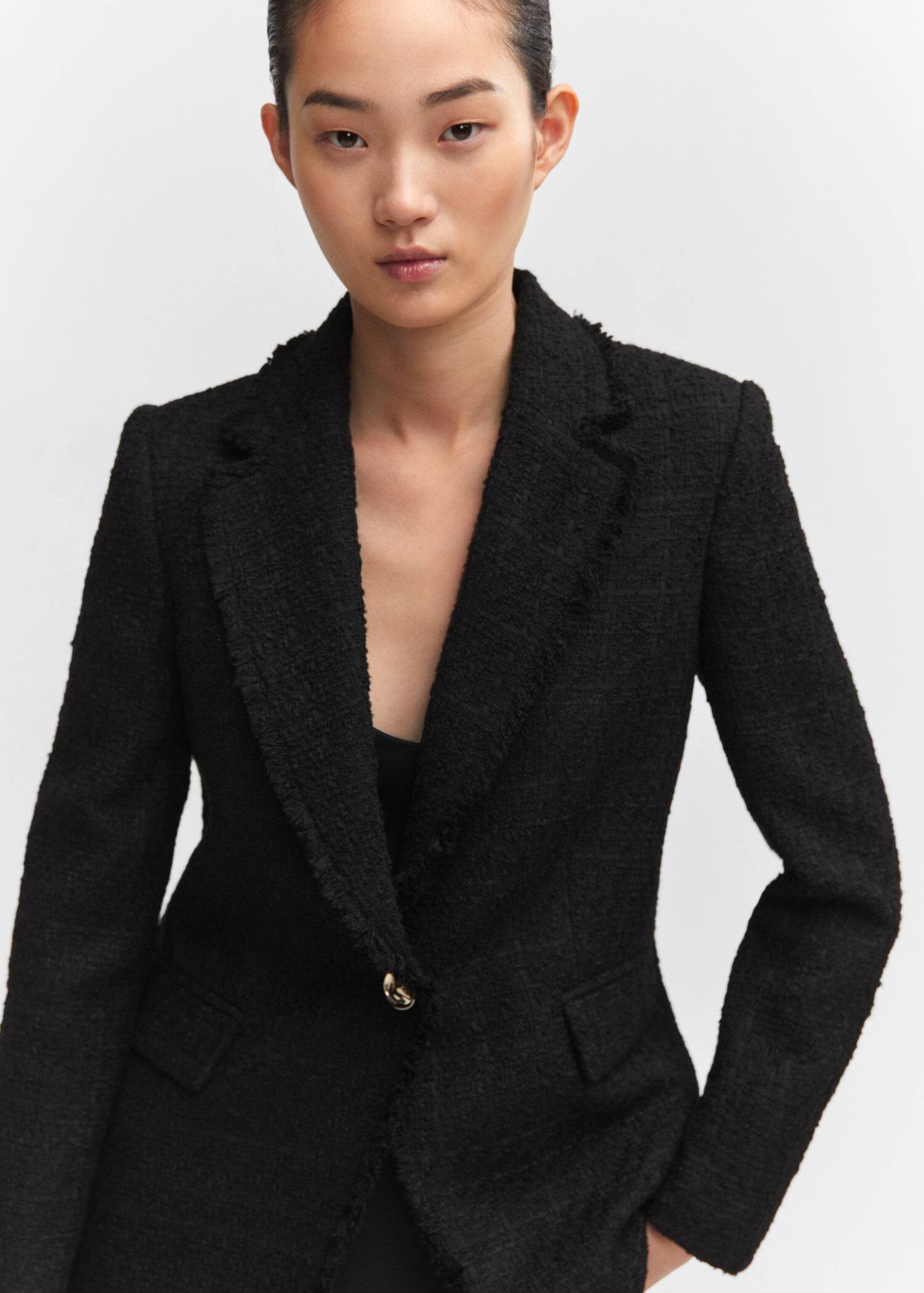 Tweed jacket with jewel button Woman Mango Ireland