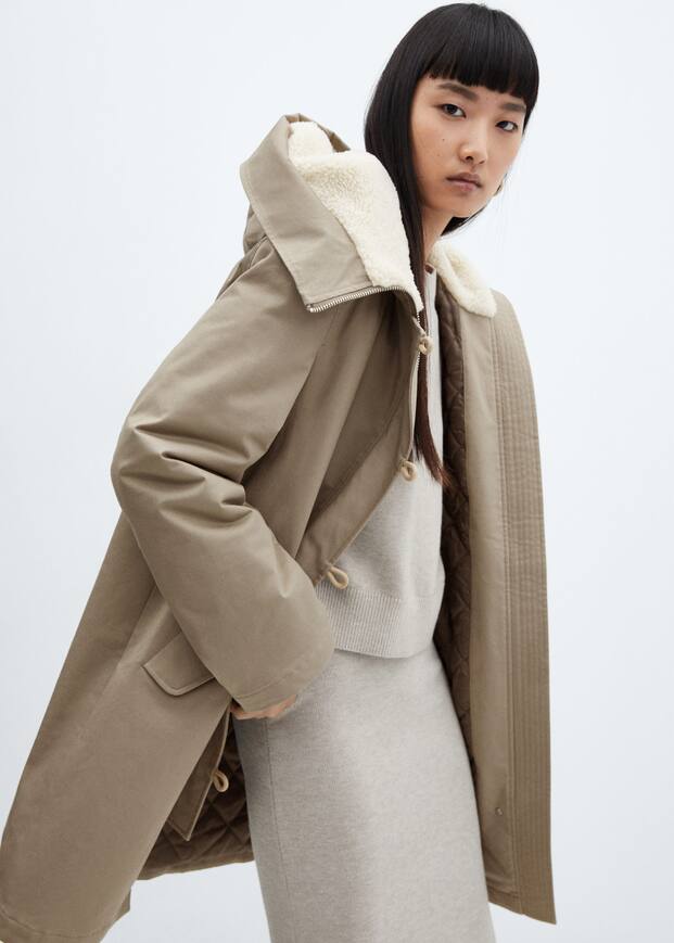 Midi parka s lmcem z umlho bernka - Detail zbo 2