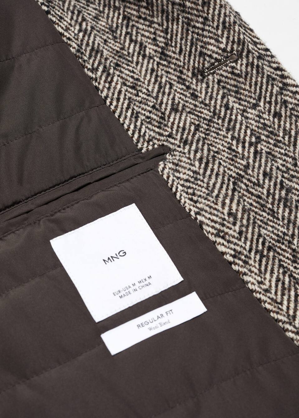 Recycled wool herringbone coat Men Mango Man USA