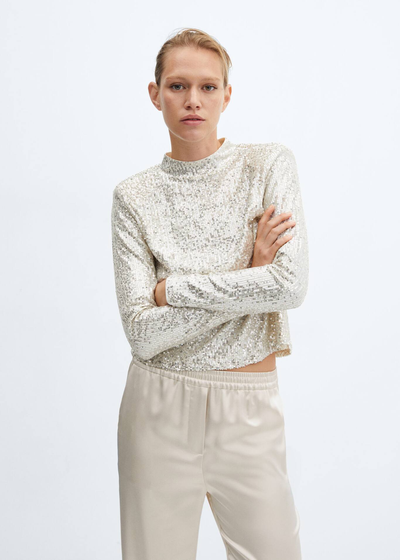 Satin pants with elastic waist Women Mango USA