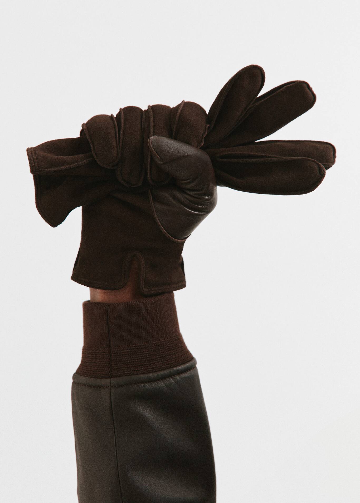 Suede leather gloves with wool lining Men Mango Man USA