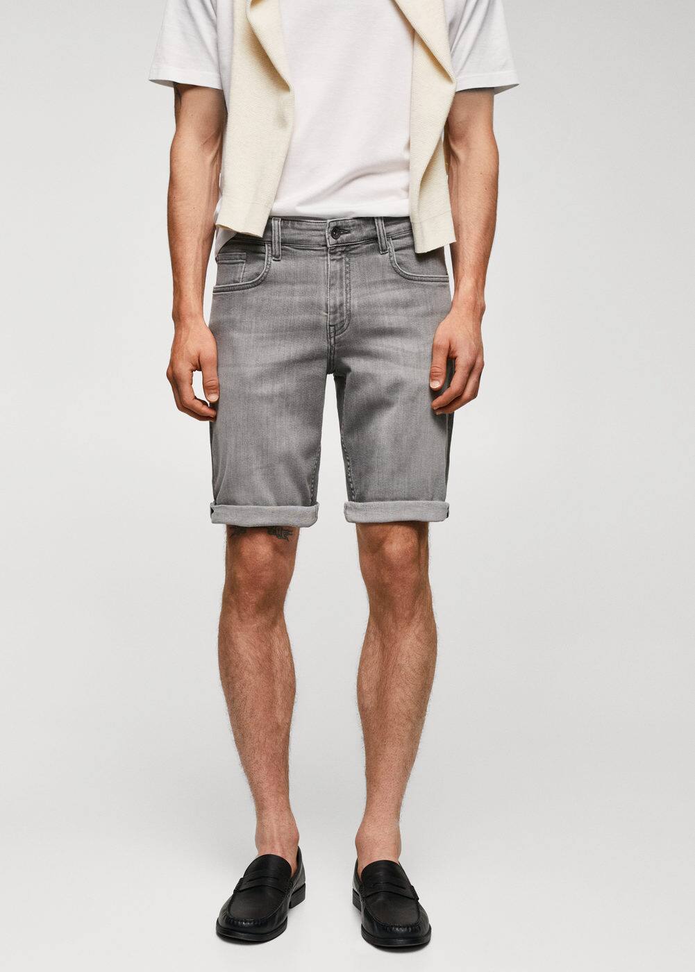 Slim-fit denim bermuda shorts - Man | Mango Man Canada