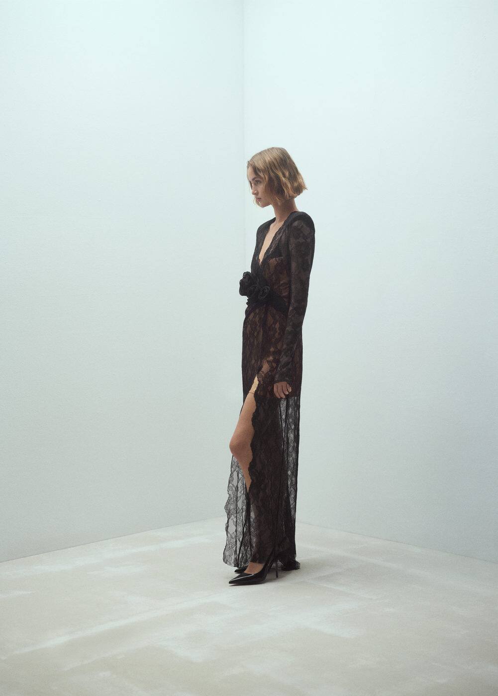 MANGO Lace dress with flower detail black | Smart Closet MANGO Lace dress with flower detail black | Smart Closet