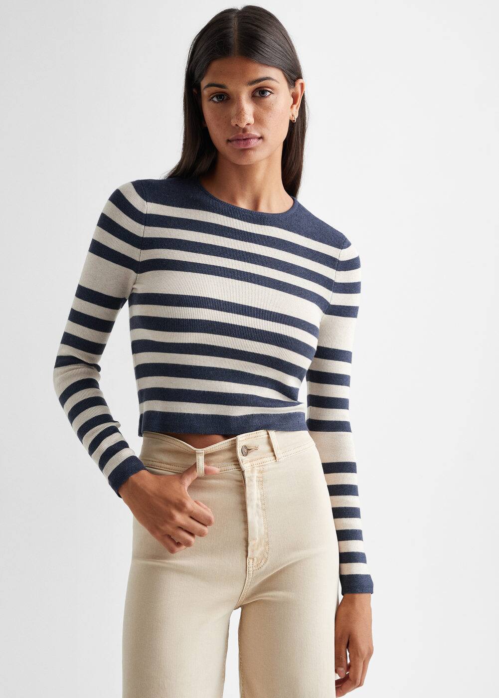 Striped Knit Sweater Teenage Girl Mango Teen USA striped-knit-sweater-teenage-girl-mango-teen-usa