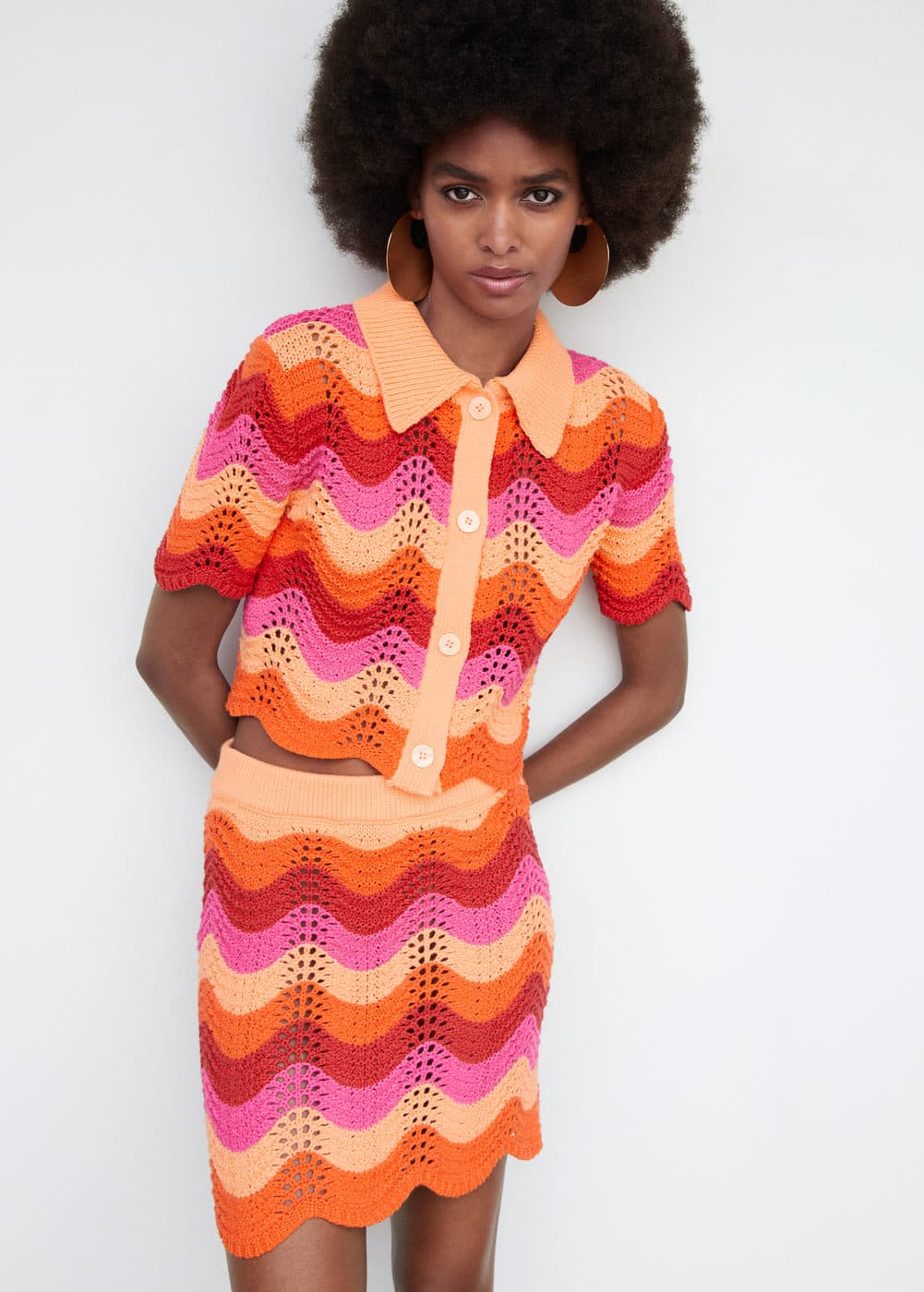 MANGO Openwork knitted mini-skirt orange | Smart Closet MANGO Openwork knitted mini-skirt orange | Smart Closet