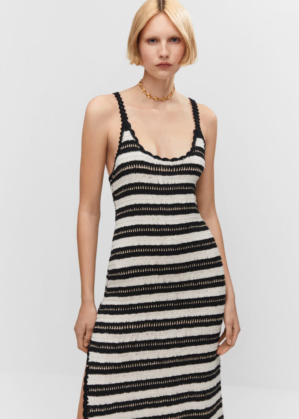 Striped Crochet Dress Women Mango USA striped-crochet-dress-women-mango-usa