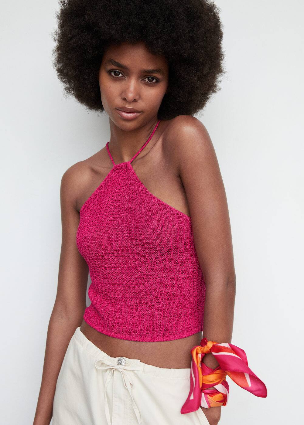 Halter neck crochet top - Women | Mango USA