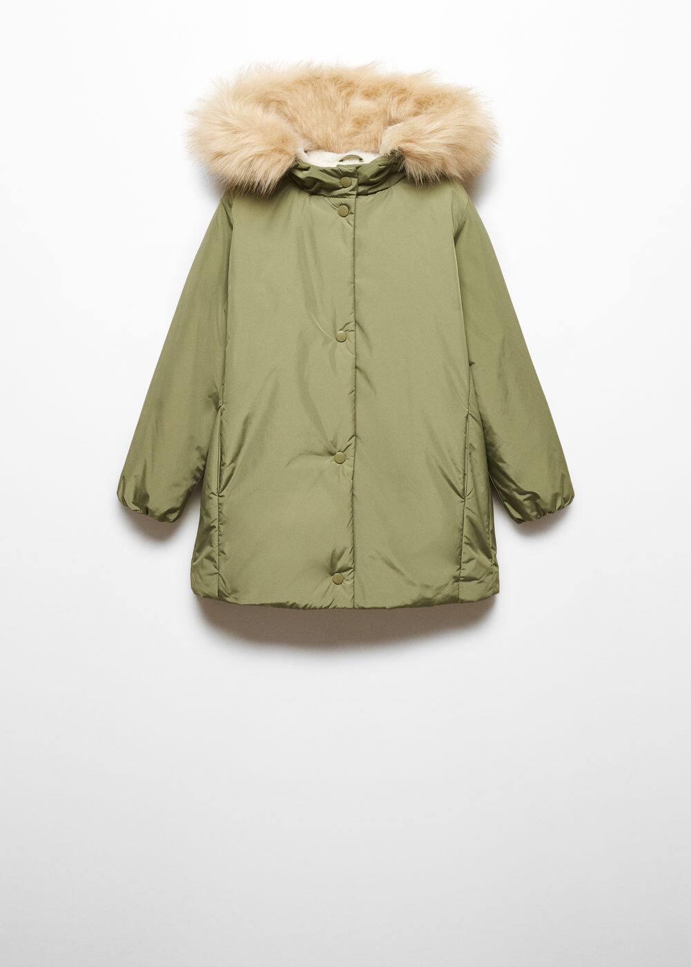 Mango Faux Shearling Interior Jacket Khaki In Khaki