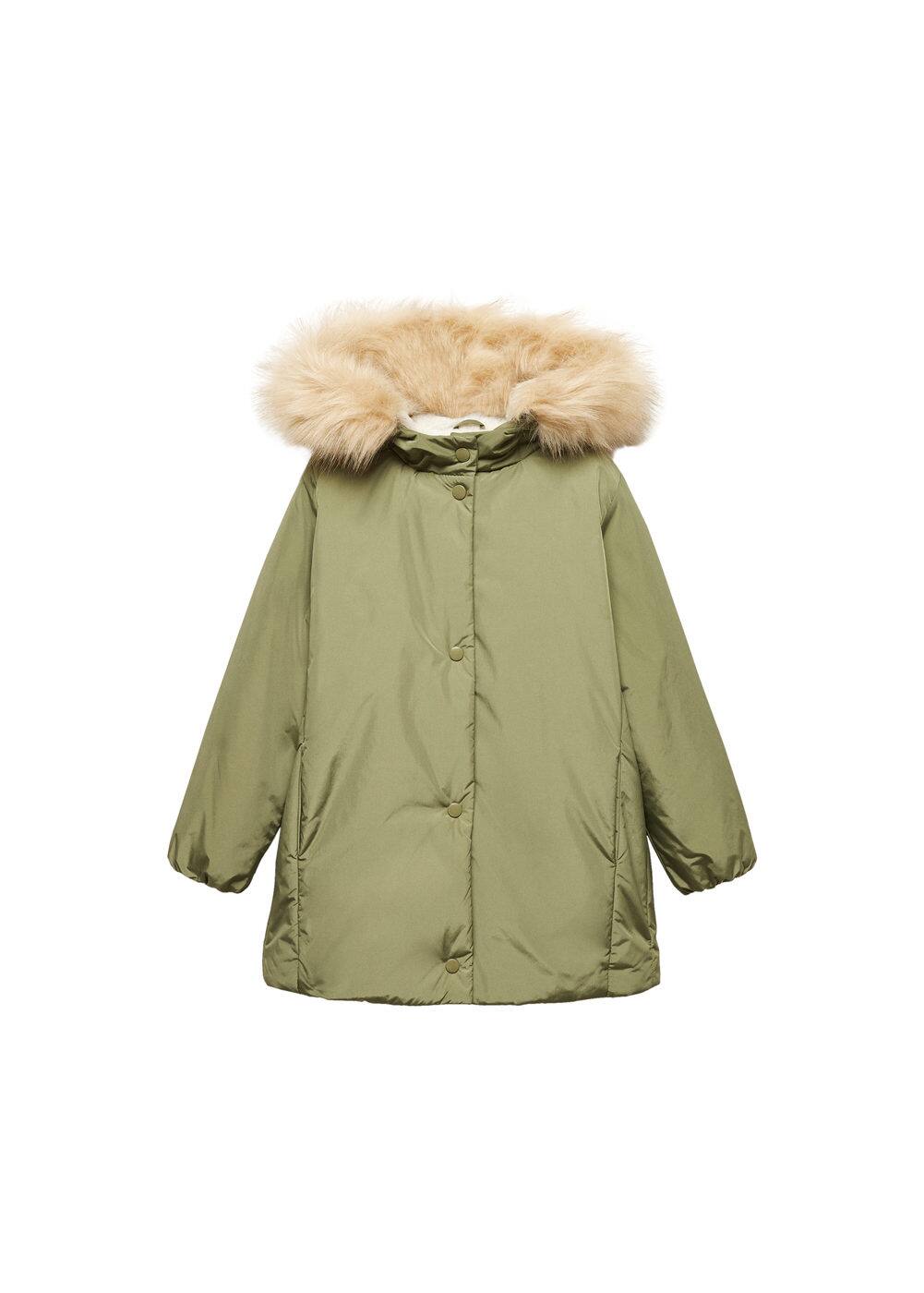 Mango Faux Shearling Interior Jacket Khaki In Khaki