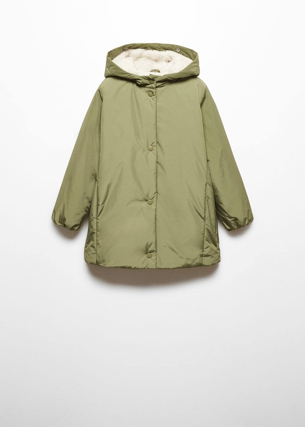 Shop Mango Faux Fur Hood Coat Khaki