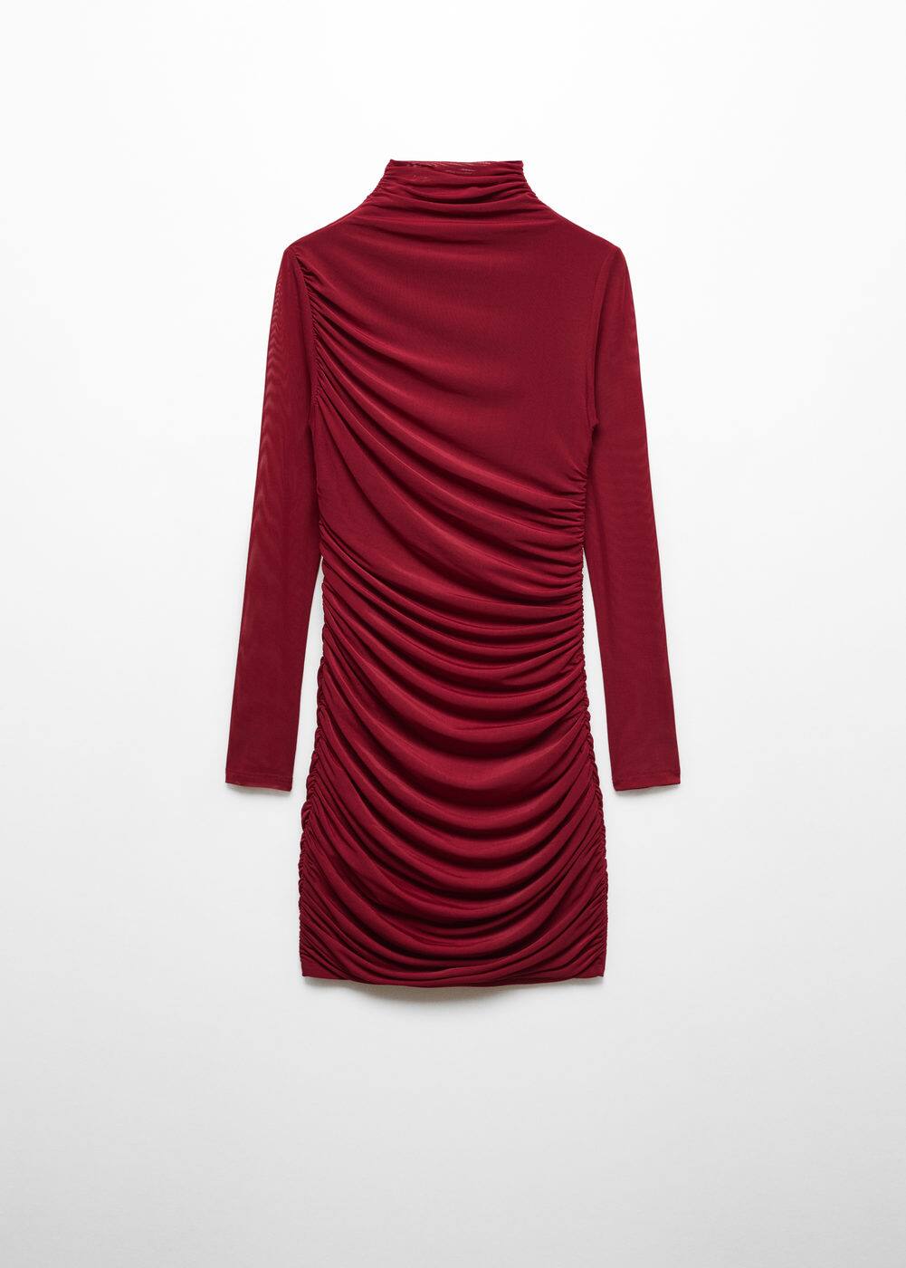 Ruched Fitted Dress Woman Mango Indonesia ruched-fitted-dress-woman-mango-indonesia