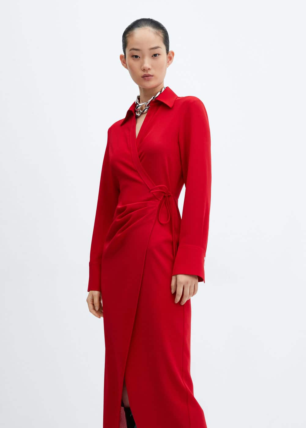 Wrapped Midi Dress Woman Mango Serbia wrapped-midi-dress-woman-mango-serbia