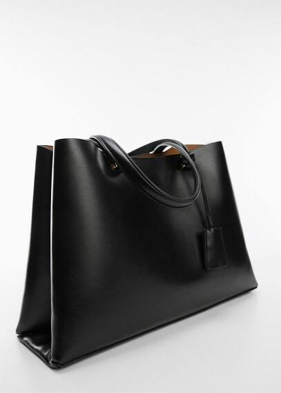 MANGO SHOPPER BAG WITH DUAL COMPARTMENT BLACK