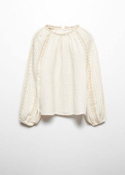 Mango Kids' Plumeti Embroidered Blouse Ecru