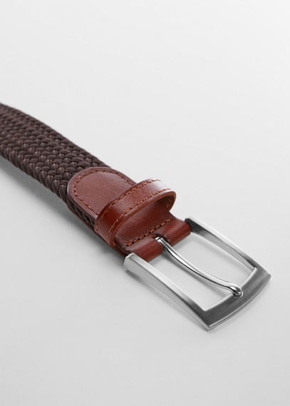 Braided elastic belt chocolate