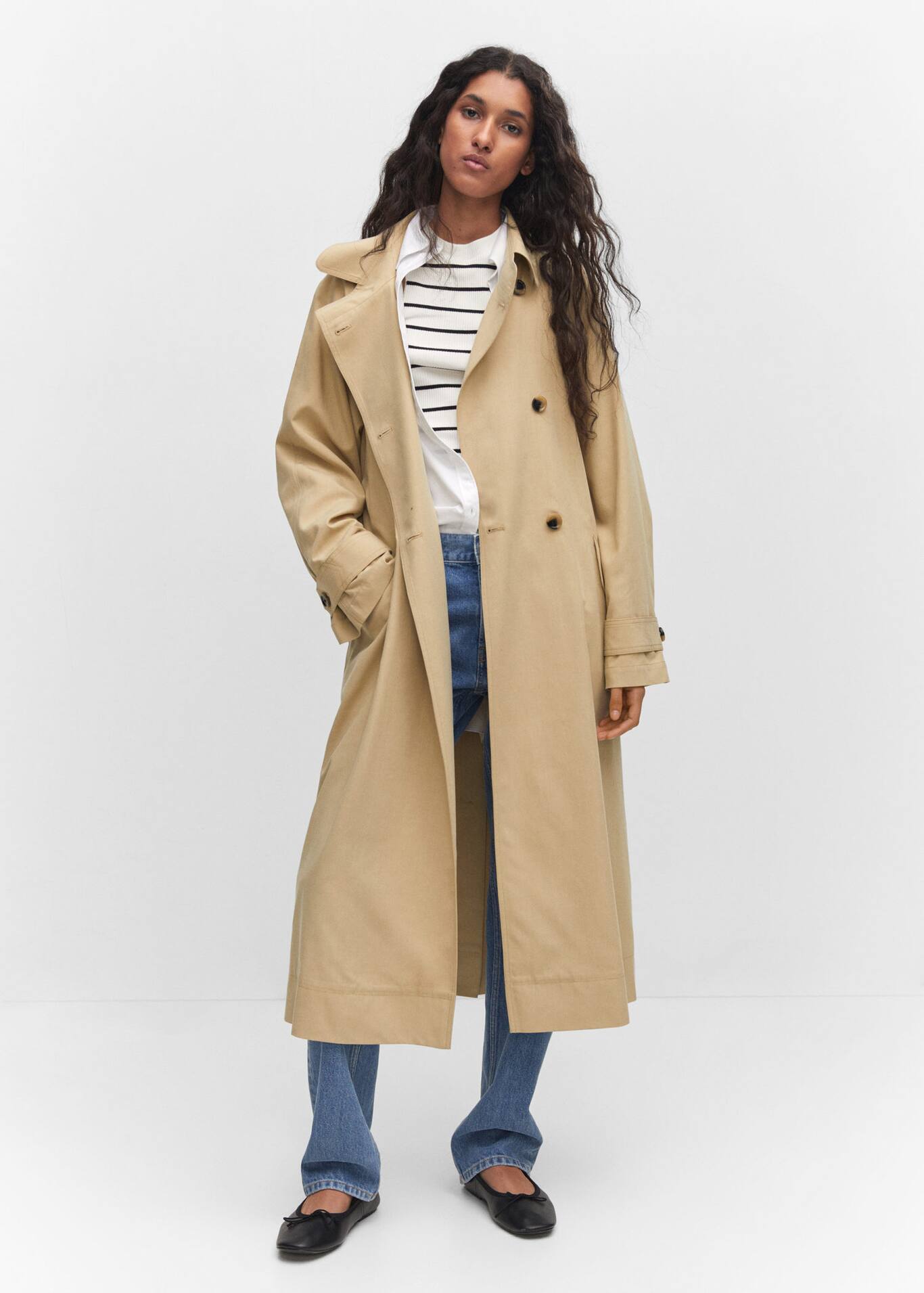 Fluid tencel trench coat Women Mango USA