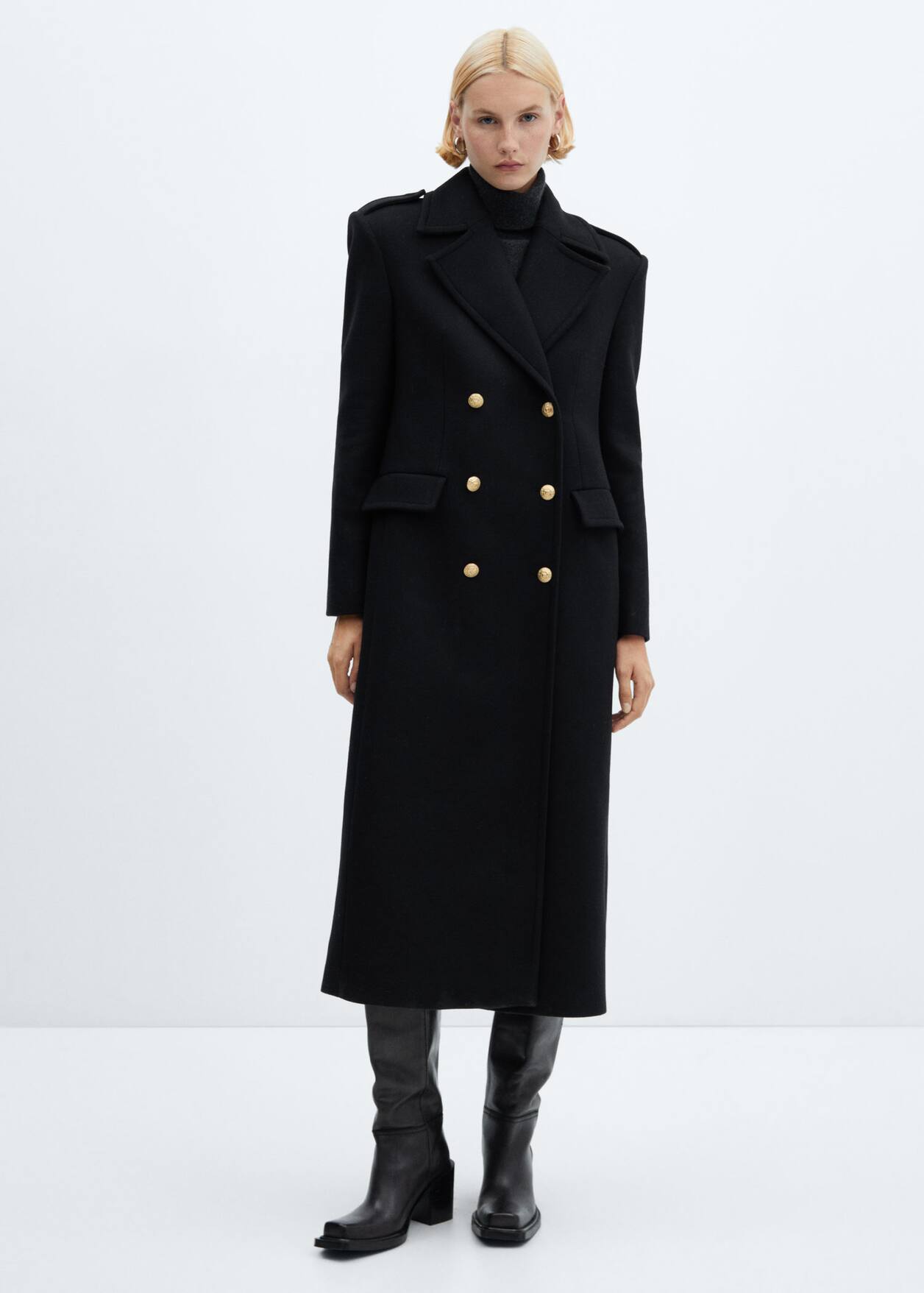 Double-breasted wool coat