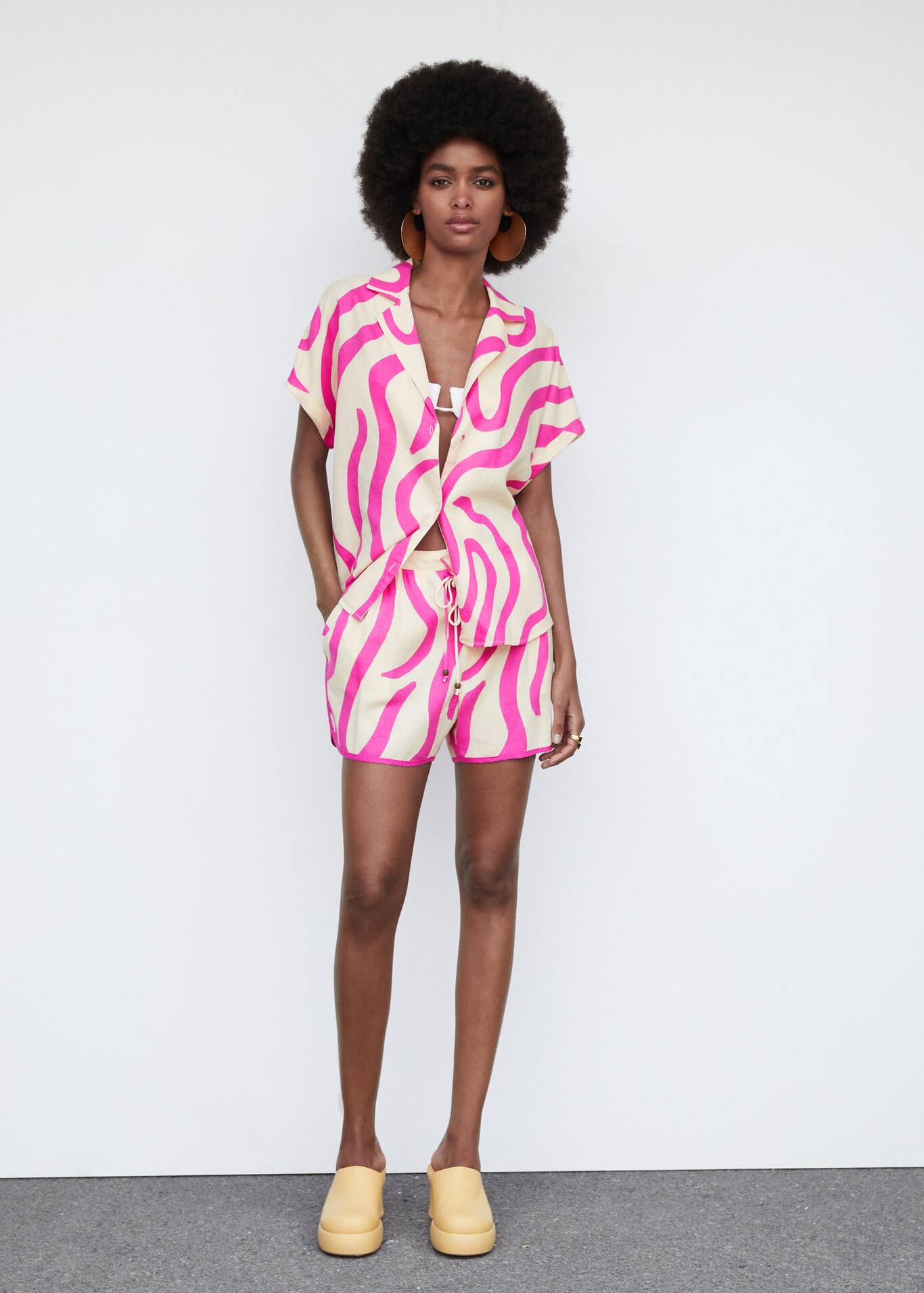 Printed linen shirt Women Mango USA