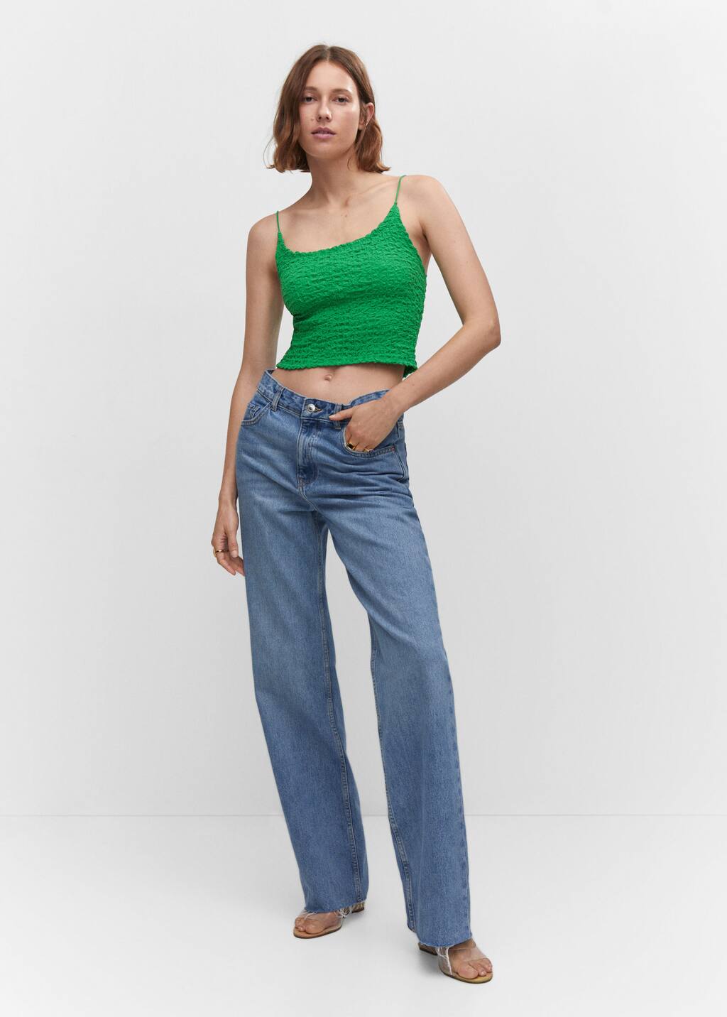Mango Textured crop top - 57050482-43