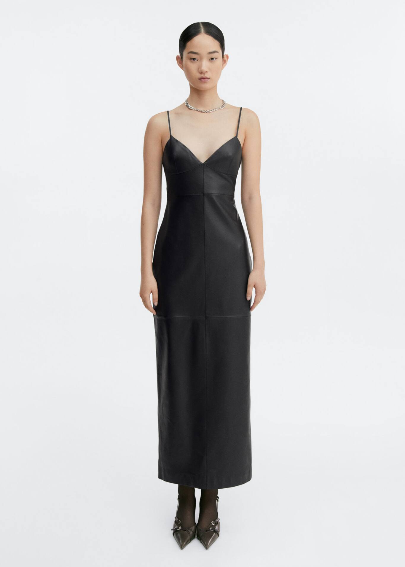 Leather dress with straps Women Mango USA