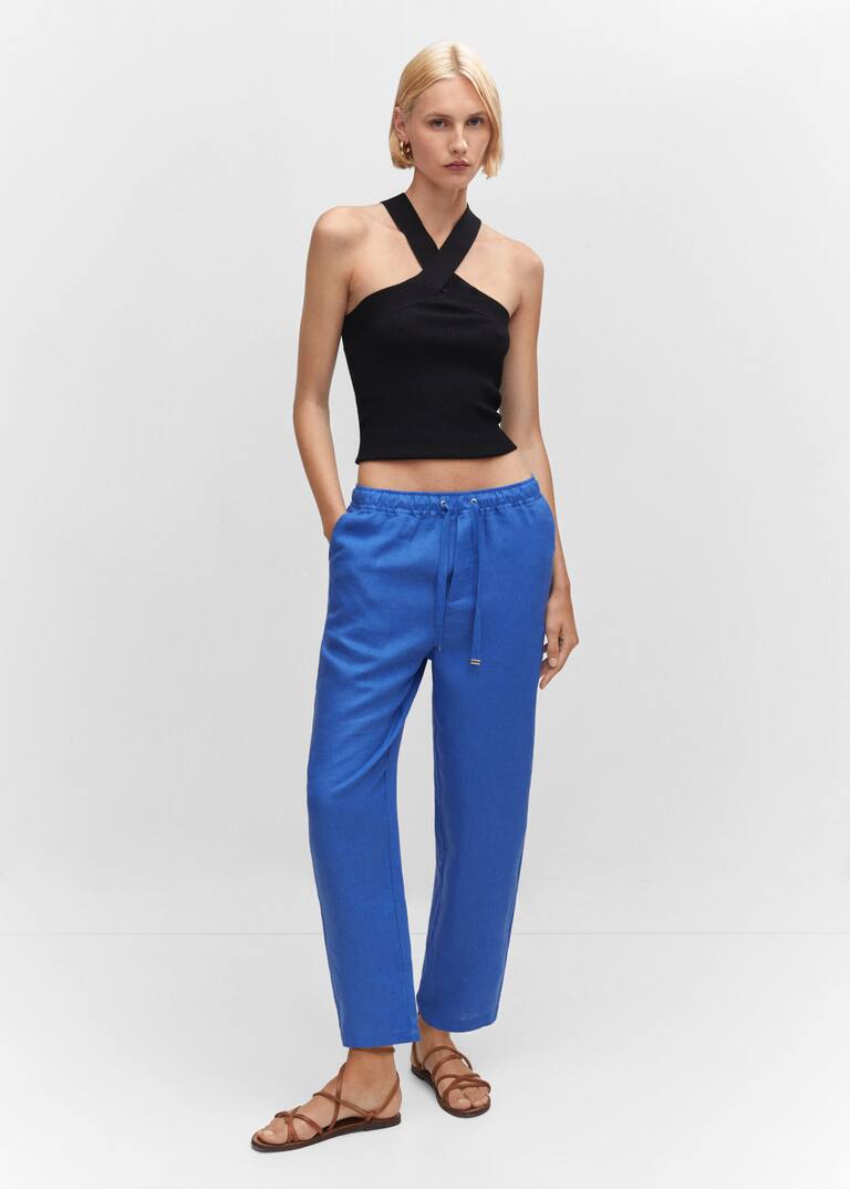 100 linen trousers Woman Mango Canada