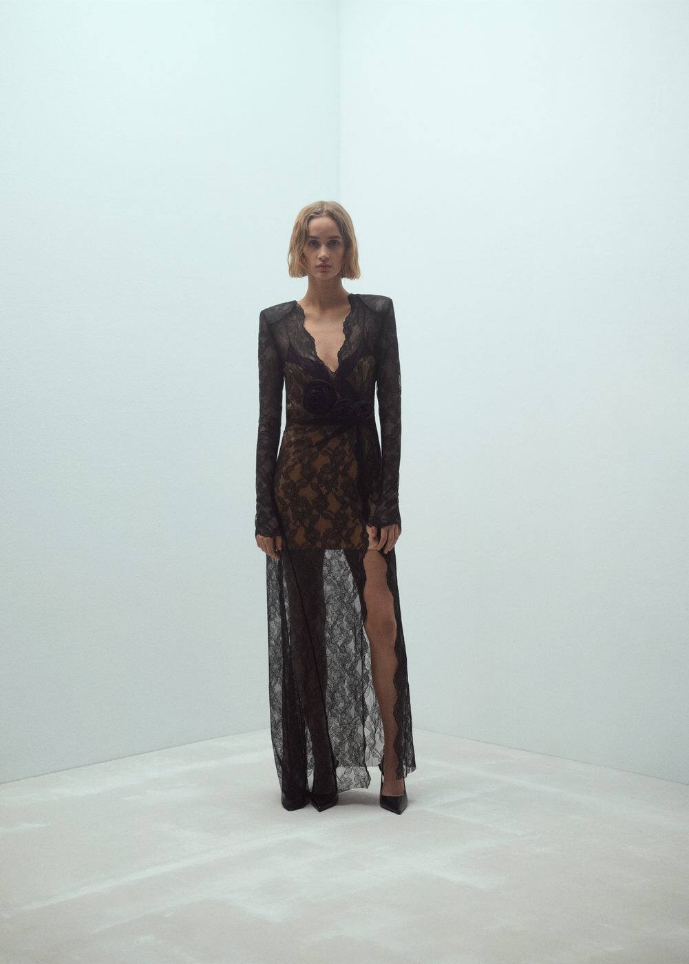 MANGO Lace dress with flower detail black | Smart Closet MANGO Lace dress with flower detail black | Smart Closet