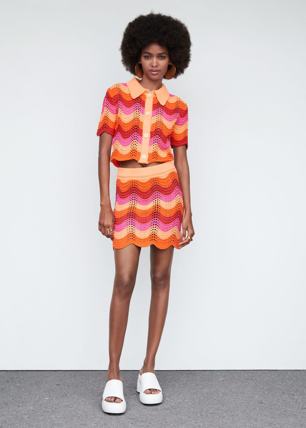 Mango Women's Openwork Knit Mini Skirt - Orange | Smart Closet Mango Women's Openwork Knit Mini Skirt - Orange | Smart Closet