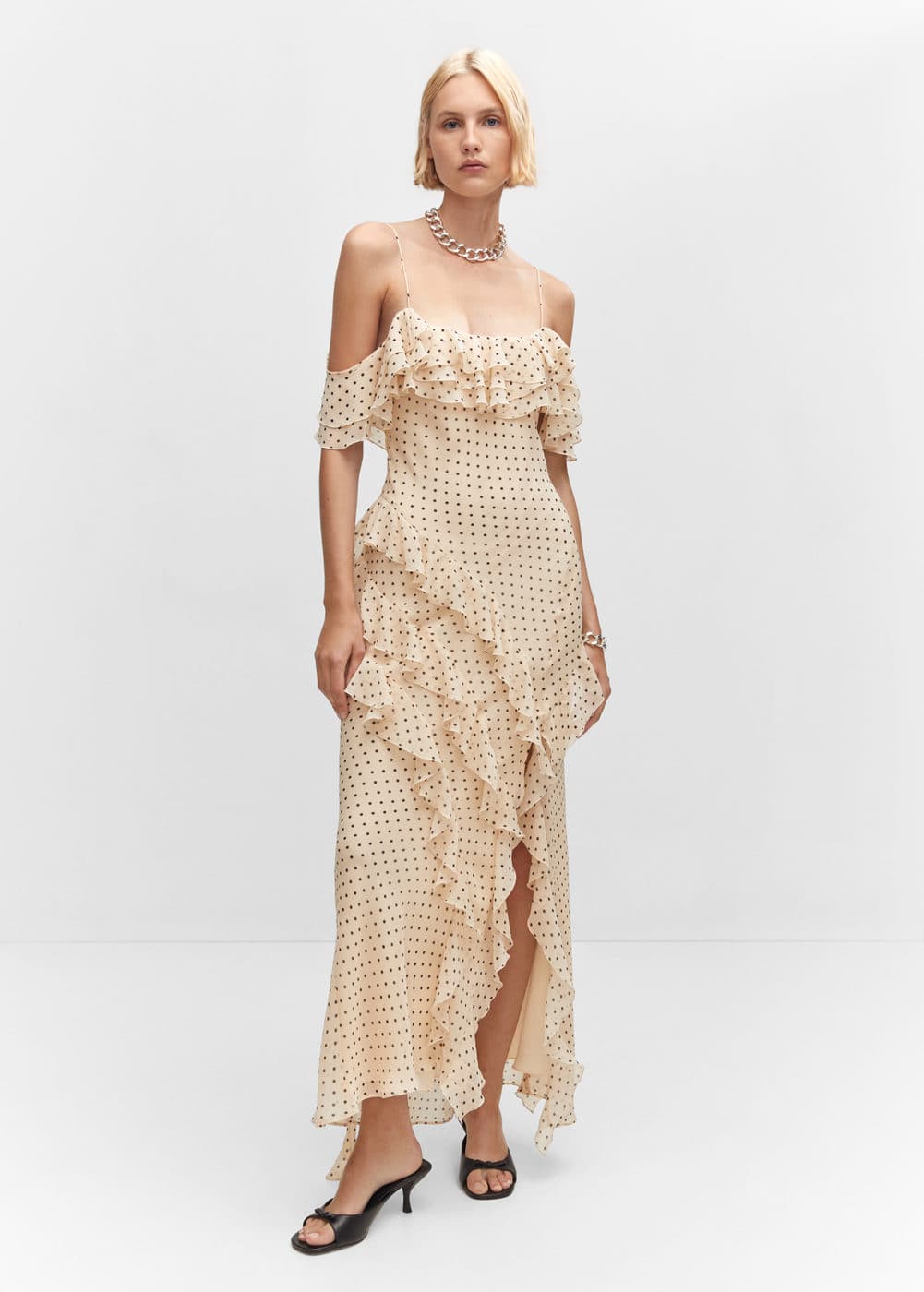Mango Women's Polka-Dot Ruffled Dress - Off White | Smart Closet Mango Women's Polka-Dot Ruffled Dress - Off White | Smart Closet