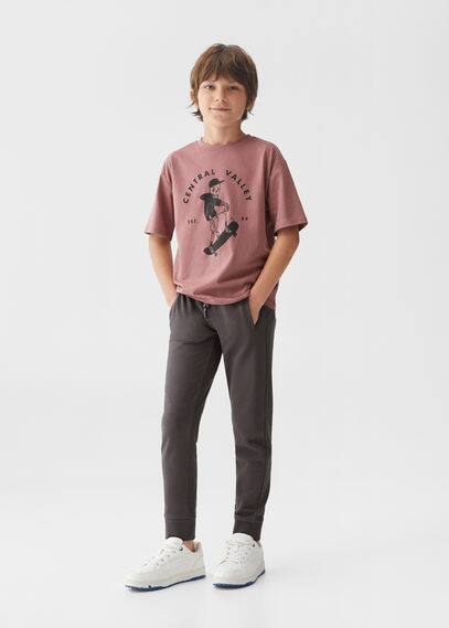 Mango Kids' Drawstring Jogger Trousers Charcoal