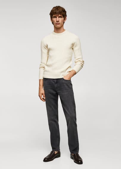Braided cotton sweater off white