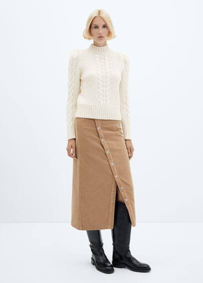 Knitted braided sweater ecru